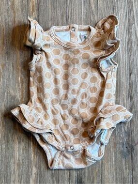 Kate Quinn Cotton Mustard Yellow Sun Print Ruffle One-Piece Onsie 6-12m